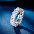 thumbnail image 5 of Flydeer Engagement Wedding Rings for Women 925 Sterling Silver 5A CZ Emerald Cut Wedding Band for Women Eternity Rectangle Stacking Ring for Her Size 5, 5 of 6