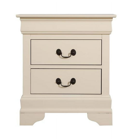 24 x 22 x 16 in. Louis Philippe 2-Drawer Nightstand, Beige