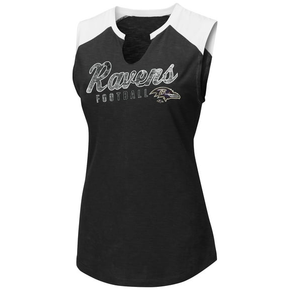 Women's Majestic Black/White Baltimore Ravens V-Notch Muscle Tank Top