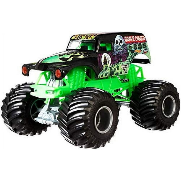 Hot Wheels Monster Jam Grave Digger Vehículo fundido a presión escala 1:24 negro y verde
