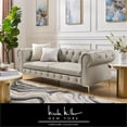 thumbnail image 2 of Renesmee Sofa Gray Leather PU Button Tufted 3 Seat Rolled Arms, 2 of 12