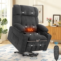 SYNGAR Large Power Lift Recliner Chair with Massage and Heat, Oversized Electric Lift Chair for Elderly Big and Tall People, Wide Seat Recliner with Cup Holders and Side Pocket for Living Room, Grey