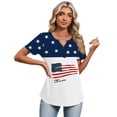 thumbnail image 3 of Iaqnaocc 250 Anniversary Usa Shirt for Women 4th Of July Short Sleeve Button V Neck Independence Day American Flag Stars Striped Tees Vintage Summer Festival Tee Tops White L, 3 of 4