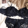 thumbnail image 1 of Conjunto de sujetador de encaje ultrafino, transpirable y sexy para mujer, push-up, cómodo, de pecho grande y pequeño, 1 of 6
