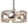 thumbnail image 2 of LNC 3-Light Farmhouse Drum Wooden Chandelier for Kitchen Island, 2 of 12