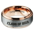 thumbnail image 2 of Tungsten Congrats Grad Class Of 2019 Engraved Band Ring 8mm Men Women Comfort Fit 18k Rose Gold Step Bevel Edge Brushed Polished, 2 of 4
