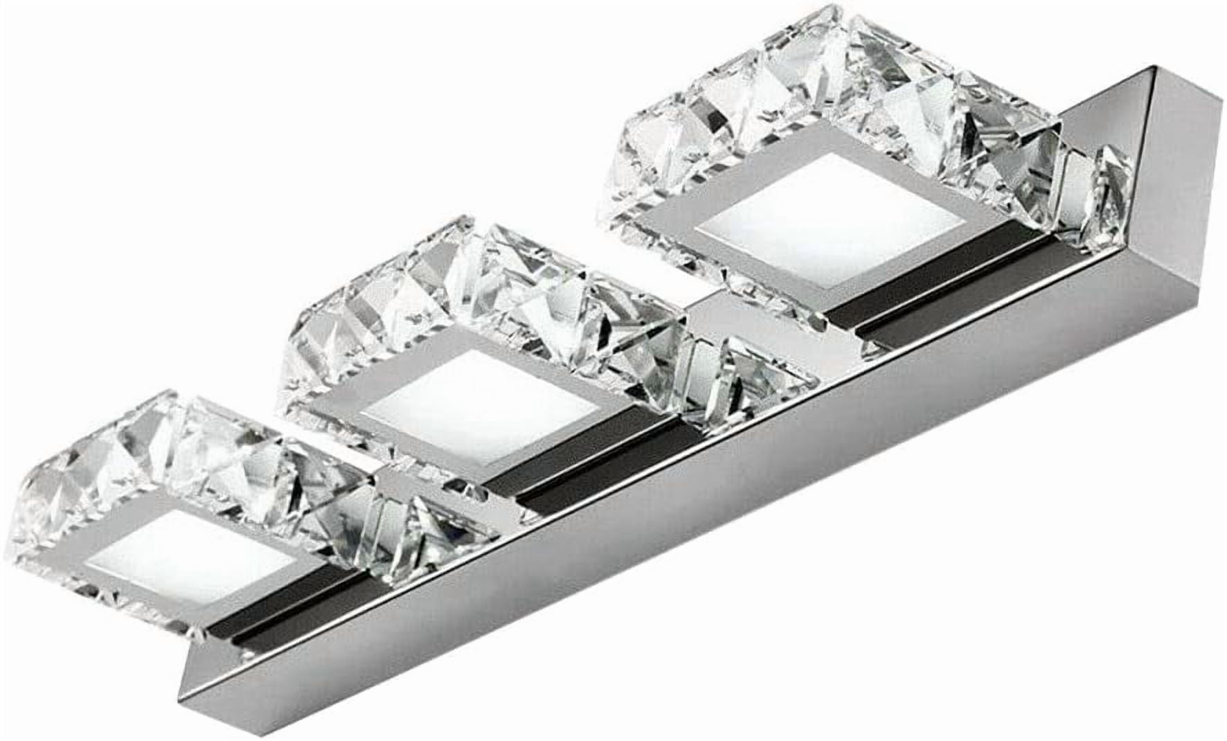 Vanity Lights,LED Modern Bathroom Vanity Lights,Front Make-up Crystal Mirror Light for Makeup Lighting Over Mirror Cabinet Sink (3 Square Lights Cold White)