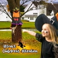 thumbnail image 2 of DAKIMOE Halloween Decoration Outdoor Witches Crashing Into Tree Outdoor Indoor Crashed Witch Props Halloween Hanging Decorations for Indoor House Outdoor Window Yard Patio Decor 44''x33'' Orange, 2 of 7