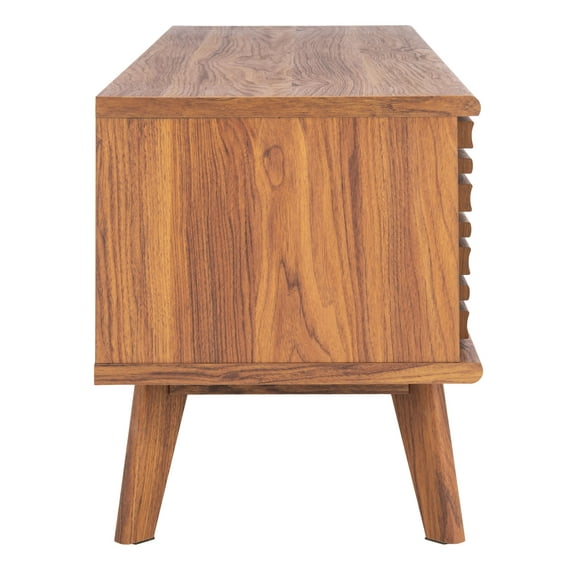 SAFAVIEH Aurelio Farmhouse 2 Shelf Media Stand, Walnut (46.5 in. W x 15.2 in. D x 18.6 in. H)