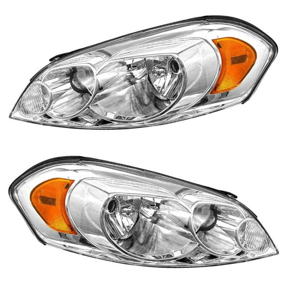 TopAutoGear for 2006 2007 2008 2009 2010 2011 2012 2013 Chevy Impa Headlights assembly Chrome Housing Clear Lens with Amber Reflector Headlight Replacement Driver and Passenger Side