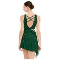 thumbnail image 2 of inlzdz Womens Figure Skating Dress Sleeveless Rhinestone Tulle Skirt Lyrical Dance Ballet Leotard Dark Green XXL, 2 of 7