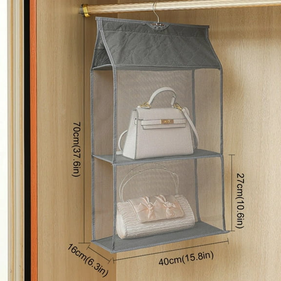 Wardrobe Closet Transparent Storage Bag Hanging Handbag Organizer Sundry Shoe Bag with Hanger Pouch Transparent Storage