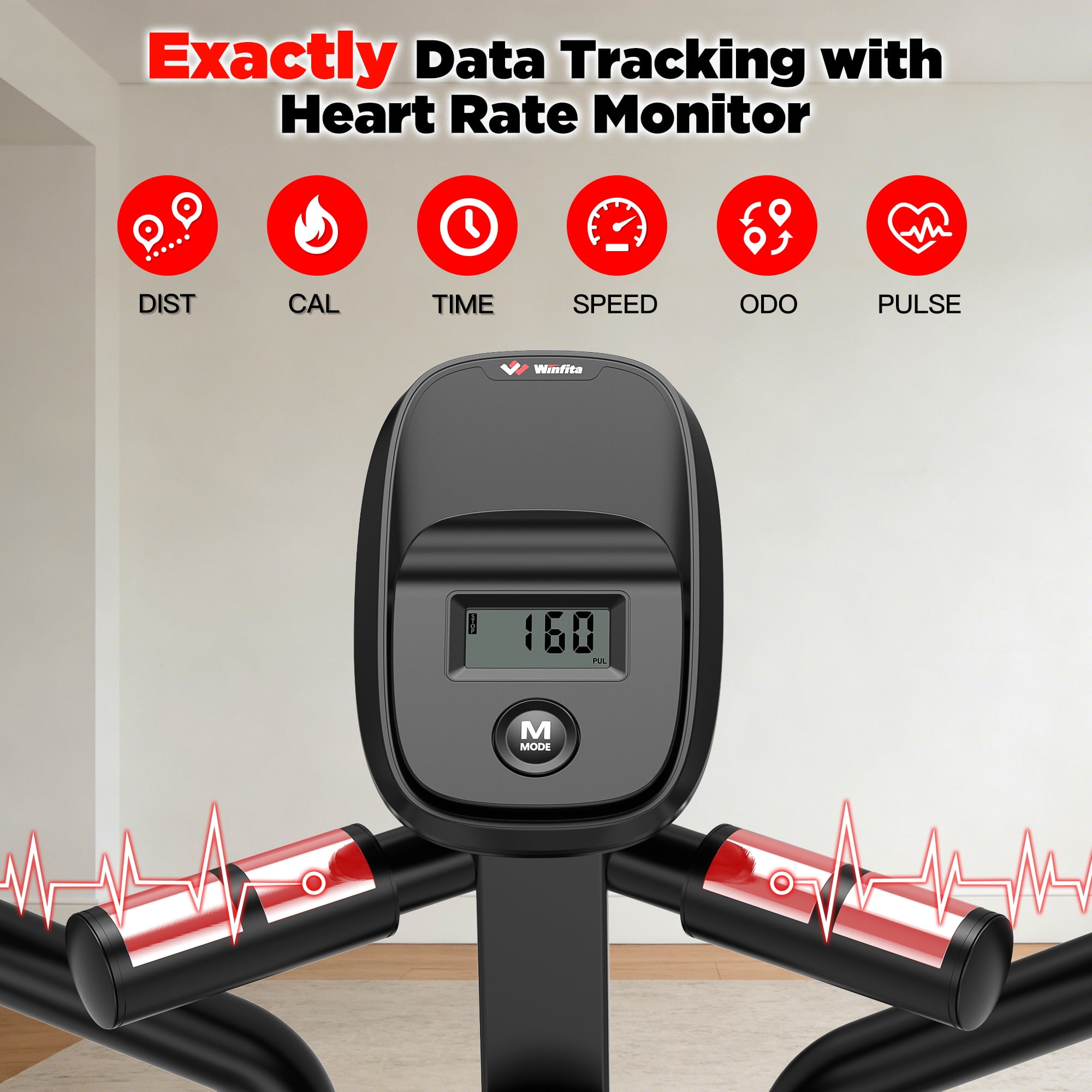 Elliptical Machine, Indoor Full-Body Cross-Training & Cardio Exercise Machine for Home Workouts, Silent Elliptical Training with 350lbs Capacity, Pulse Sensor, Adjustable Resistance, 18"Long Stride