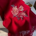 thumbnail image 2 of Peony Embroidered 100% Wool Scarf, 180x30cm, Luxury Winter Wrap & Gift,180*30cm,3, 2 of 25