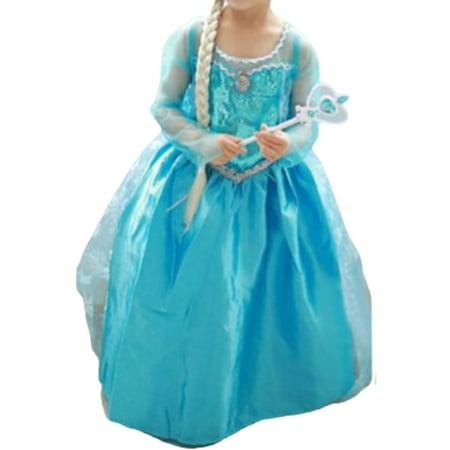 Xiaoluokaixin Girls Shiny Sequined Snow Princess Dress Cosplay