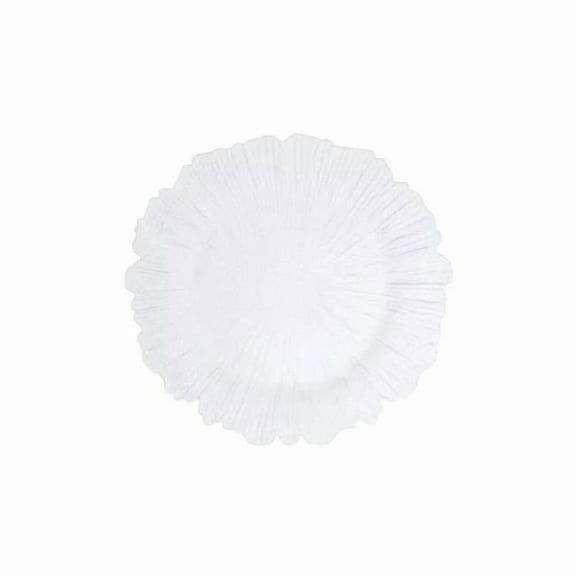 Saro Lifestyle CH535.W14R 14 in. Radiant Elegance Starburst Charger, White - Set of 4