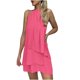 thumbnail image 1 of ICHUANYI Clearance Women's Sexy Fashion Sleeveless Solid Round Neck Loose Ladies Irregular Dress(Hot Pink, L) ICHUANYI WER2023080906297, 1 of 5