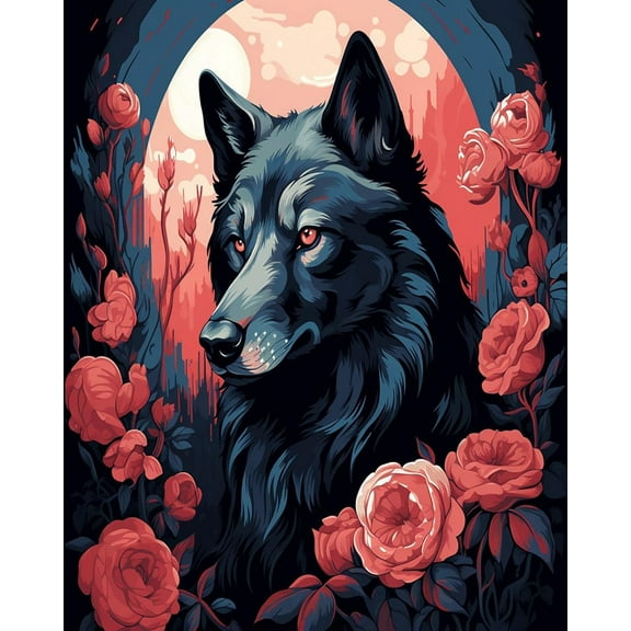 Paint by Numbers for Adults -Wolf- Acrylic Easy Paint by Numbers for Adults Beginner DIY Painting by Numbers for Gift Home Wall Decor 16”W x 20”L-