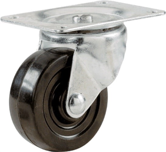 Tru-Guard Soft Rubber Swivel Plate Caster 9787 - 5 Inch Wheel - Black, 1 Pack