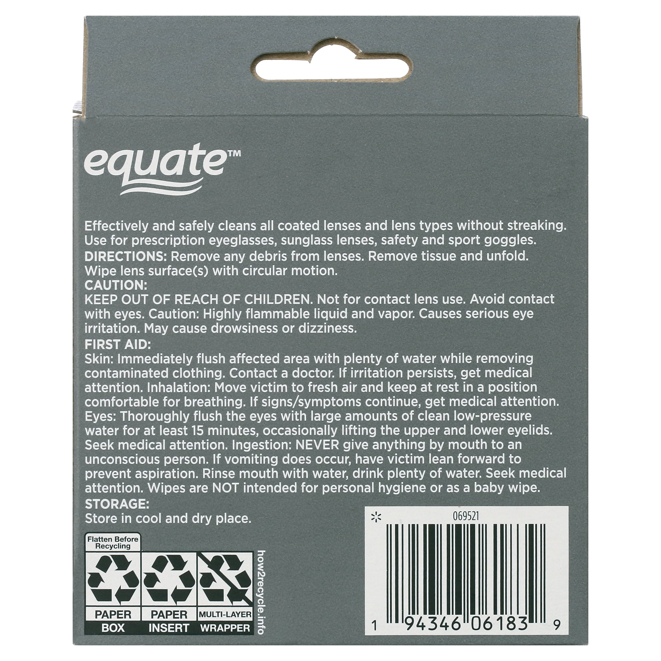 Equate Pre-Moistened Lens Wipes 50 count