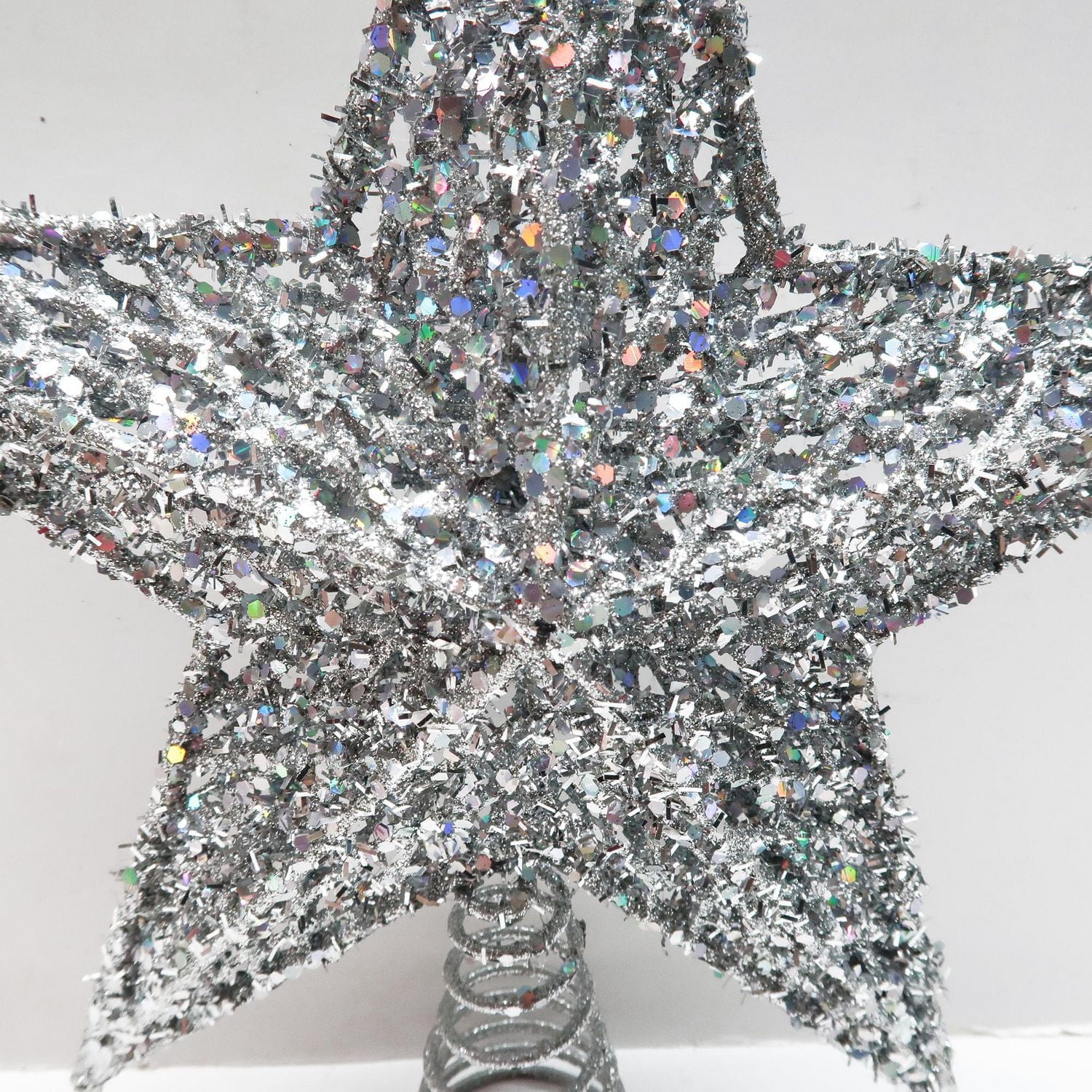 Holiday Time Silver Glitter Wire Star Christmas Tree Topper, Star Tree Topper