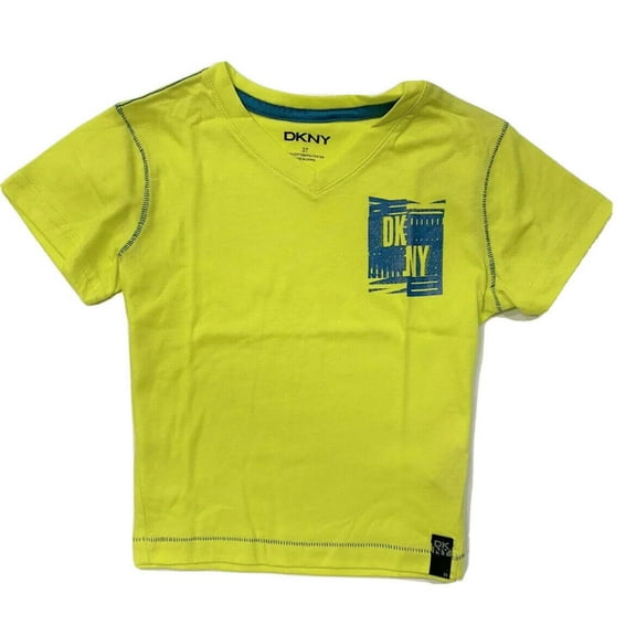 DKNY BOYS SHIRT - V NECK SZ 2T - YELLOW SULPHUR - TOP TEE SHIRT