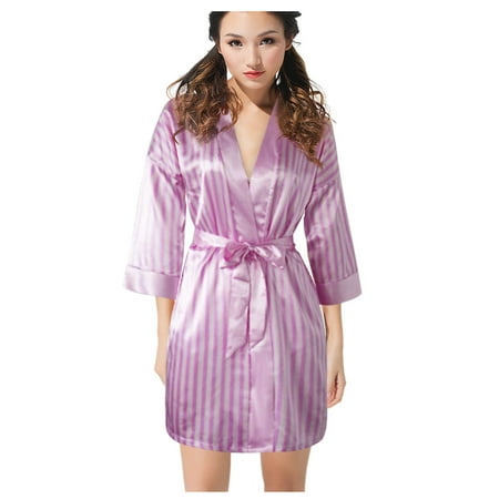 

KDDYLITQ Women Sleepwear 3 Piece PJ Sets Nightwear Loungewear with Robe Cami Top and Shorts Pajama Set Pink S