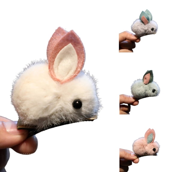 SPRING PARK Soft Animal Faux Leather Satin Bunny Ear Hairpin for Women