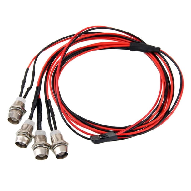 Faros LED RC,Luces de techo de coche RC,Kit de luces LED RC 4,Faros traseros para RC,Luces Led RC Rojas,Luz LED de 5 mm para RC
