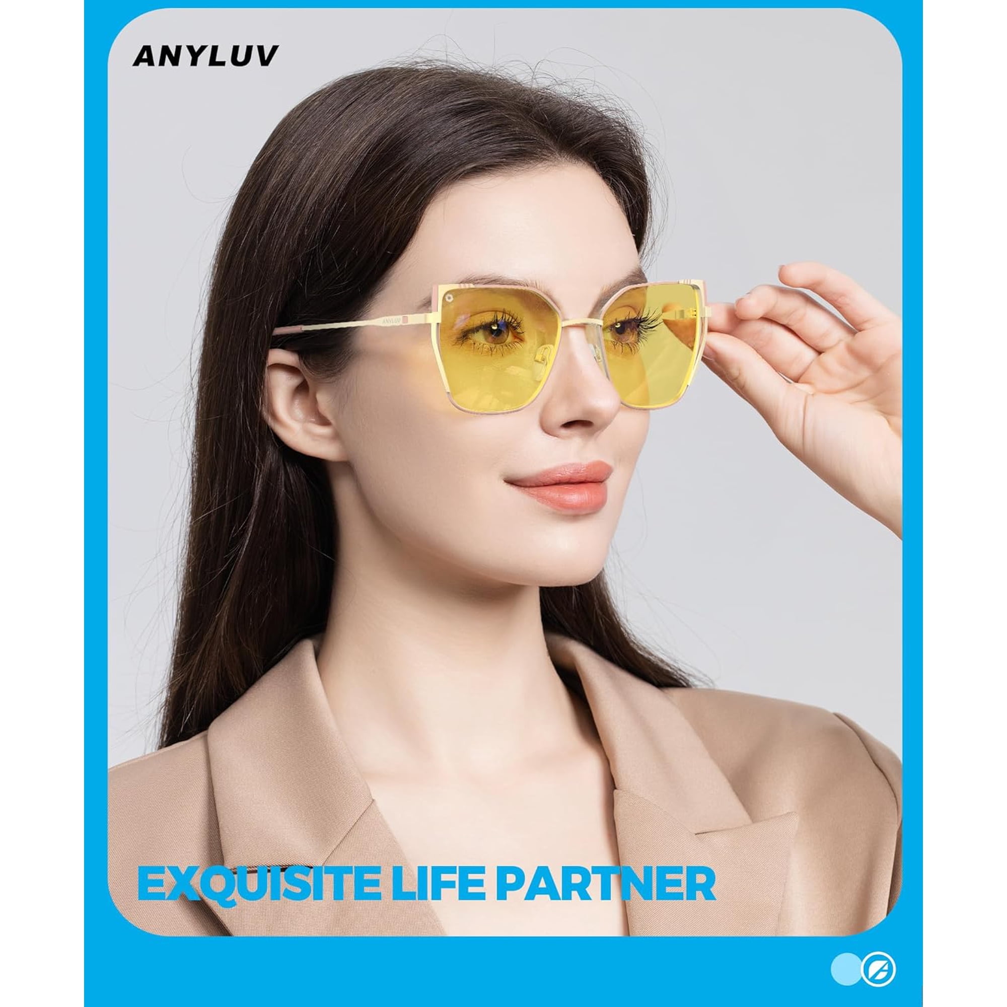 Cat Eye Blue Light Glasses For Women – Stylish Metal Frame Computer Glasses, Lightweight & HD
