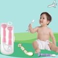 thumbnail image 4 of 2Pcs Cartoon Baby Training Spoons Toddlers Soft Silicone Elbow Straight Head Self-Feeding Utensils, 4 of 6