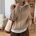 thumbnail image 5 of Korean Vintage Zip-Up Knit Cardigan Women'S Oversized Autumn Winter Lazy Style Collared Sweater Coat Top Casual Loose Fit Outerwear Off White Cardigan Sweaters For Women, 5 of 8