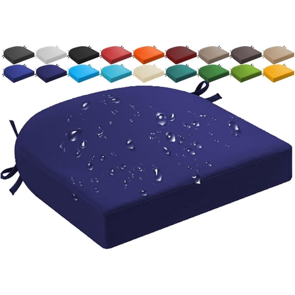 Indoor/Outdoor Chair Seat Cushions Waterproof 19x19/20x20/12x12/15x15/17x17 Patio Chair Pads - Foam Patio Furniture Cushions with Ties for Garden Yard Lawn(H11,15 * 15 * 2in)