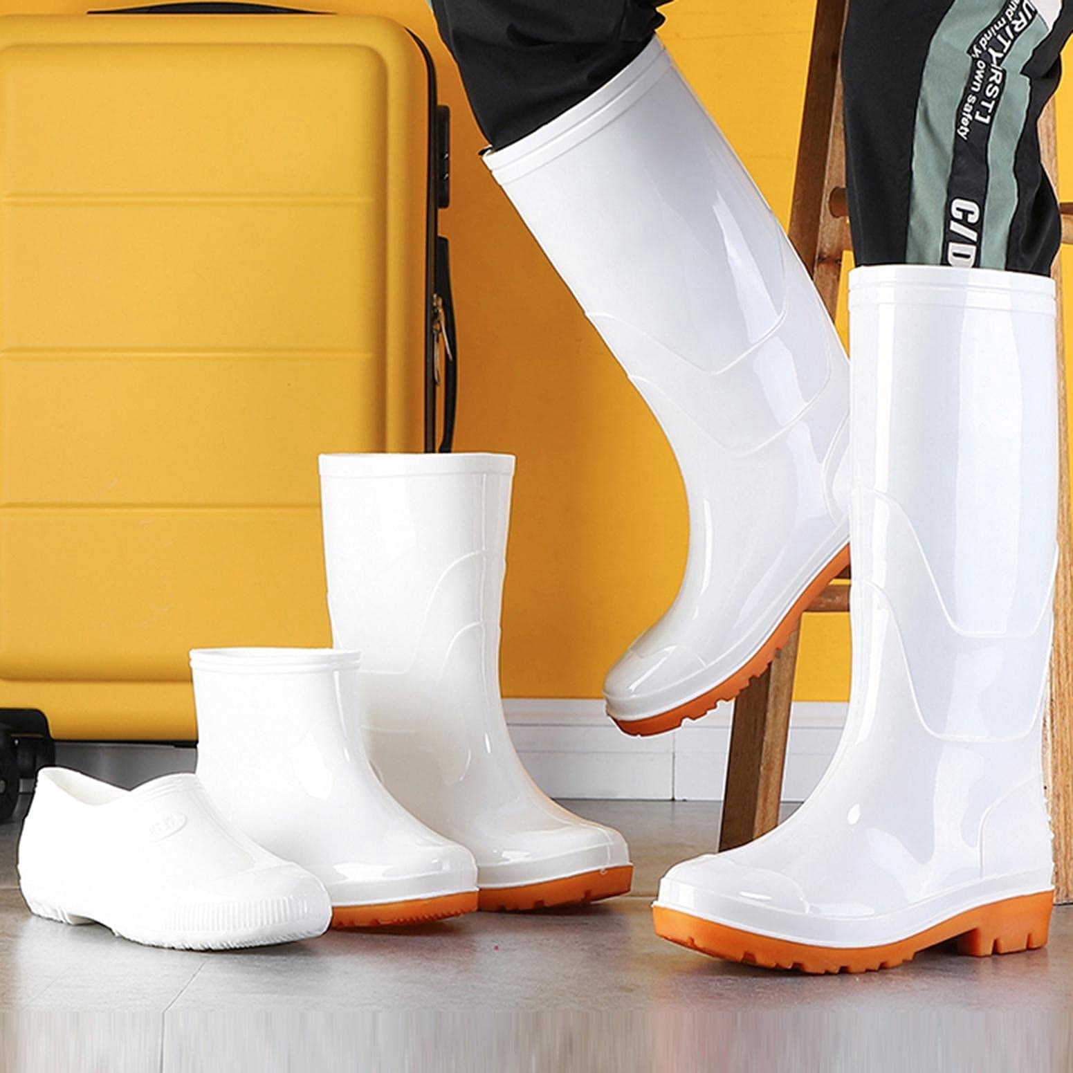Women Waterproof Rain Boots Mid Calf Rain Boots Waterproof Garden Shoes Outdoor Work Boot for Hunting Gardening Farming