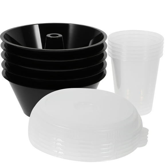 Supvox Black PP Combined Beverage Cup and Snack Bowl for Home Use  Portable Food Containers with Lids 5 Sets