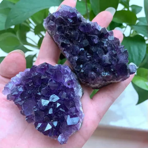 EOEMY Natural Gemstone Amethyst Quartz Cluster Druzy Geode Crystal Healing Specimens-About 60-80G-1Pc