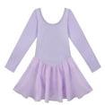 thumbnail image 4 of Kaerm Toddler Girls Long Sleeve Ballet Skirted Leotards Dance Dresses Tutu Ballerina Outfit Lavender 8-10, 4 of 7