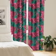 thumbnail image 2 of Ambesonne Floral Curtains, Dahlia Flowers in Blossom, Pair of 28"x95", Ruby Pink and Forest Green, 2 of 5