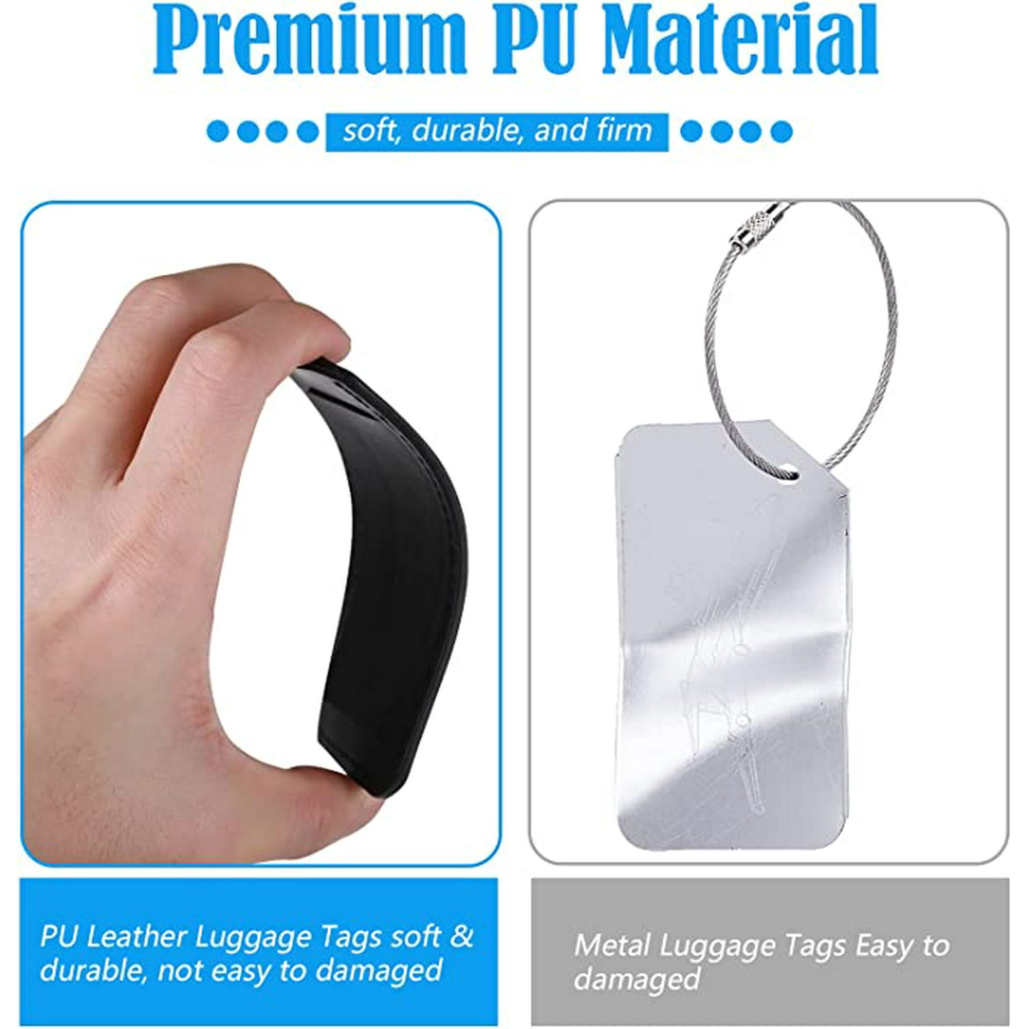 Lot De 4 étiquettes De Bagage En PU - Boucle Réglable