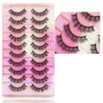 thumbnail image 2 of 10 Pairs Reusable False Eyelashes Comfortable Lightweight Wear False Eyelashes for Daily Party Traveling Makeup, 2 of 6