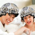 thumbnail image 6 of Shower Caps,Beige Ethnic Mandala Pattern Waterproof Shower Cap for Women 4 Pieces,Double Reusable Hair Cover for Shower PEVA Elastic Stretch Hem, 6 of 7