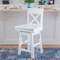thumbnail image 2 of Pemberly Row Sturdy Solid Rubberwood Swivel X Back 24" Counter Stool in White, 2 of 10