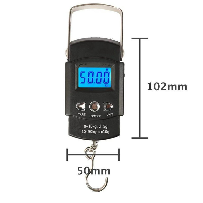 Commercial Grade Heavy Duty Digital 110lb/50kg Capacity Hanging Scale with  Backlit and Measuring Tape for Luggage Fish Fishing with Comfortable Handle