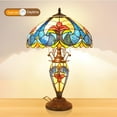 thumbnail image 7 of MoveCatcher Tiffany-Style Table Lamp 24" with Stained Glass Shade, Orange LED Lighting for Bedroom/Office, Vintage Decor, 3 Bulbs Included, 7 of 7