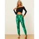 thumbnail image 2 of Pantalones metálicos para mujer, brillantes, brillantes, con cintura elástica, pantalones de chándal holográficos, ropa de calle Punk Hip HopVerde S, 2 of 6