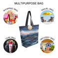 thumbnail image 7 of FORMRS Womens Canvas Tote Bag with Zipper Inner Pocket Shoulder Handbag, Ocean Waves, 7 of 7