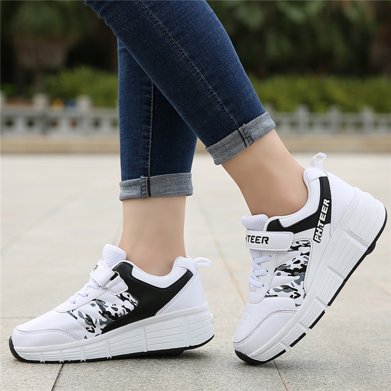 Chaussures à Roulettes Rétractables Pour Enfants/adolescents - Mode Basket Avec Semelle épaisse, Roues Détachables - Roller Fun Et Sécurisé
