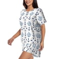 thumbnail image 2 of Uemuo Sea Vacations Pattern Women's Short-Sleeved Pajama, Button-Front Loungewear, 2-Piece Summer Sleepwear, Elastic Drawstring Shorts-4X-Large, 2 of 7