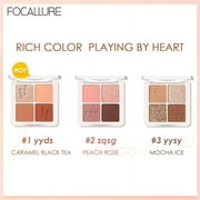 FOCALLURE 4 Colors Matte Glitte Eyeshadow Palette, Long Lasting Waterproof Makeup Pallet Cosmetics Gift,#3 yysy Mocha Ice
