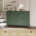 thumbnail image 2 of 47.7" Wide Ornate Carved Storage Sideboard, with Adjustable Shelves and 4 Carved Doors, Green, 2 of 6